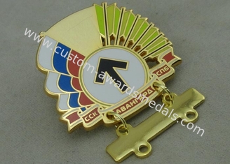 Gold Hard Enamel Army Pin Brass Stamped 1.5 inch With Brooch